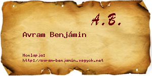 Avram Benjámin névjegykártya